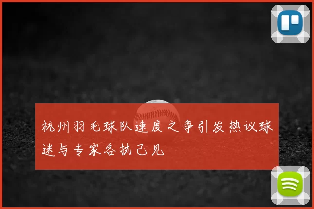 杭州羽毛球队速度之争引发热议球迷与专家各执己见